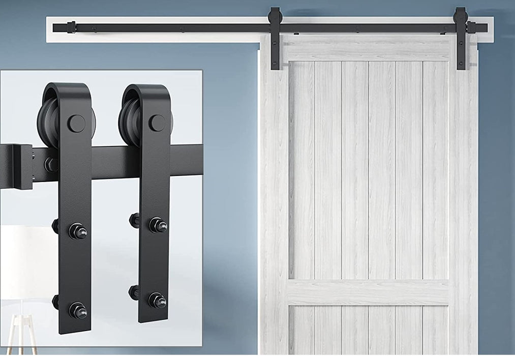 Wolff Mount Universeel Schuifdeursysteem voor Deuren – 2 Meter Rail – Mat Zwart – Soepel Gelagerde Rollers