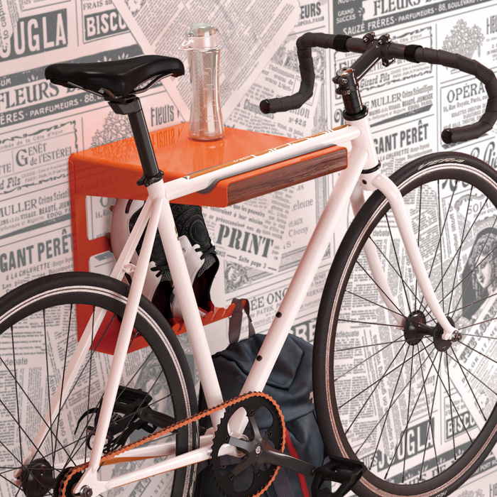 Wolff Mount Metalen Racefiets Muurbeugel Dutch Orange met Opbergplank
