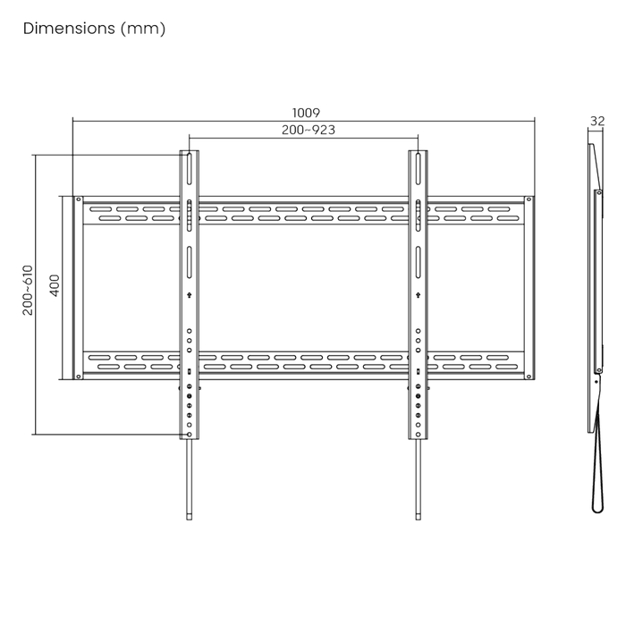 Wolff Mount Extreme TV muurbeugel 75 - 100 inch |Tot 100 KG |Merk Universeel |VESA 900X600