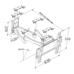 TV muurbeugel tot 60" tot 75 cm van de wand